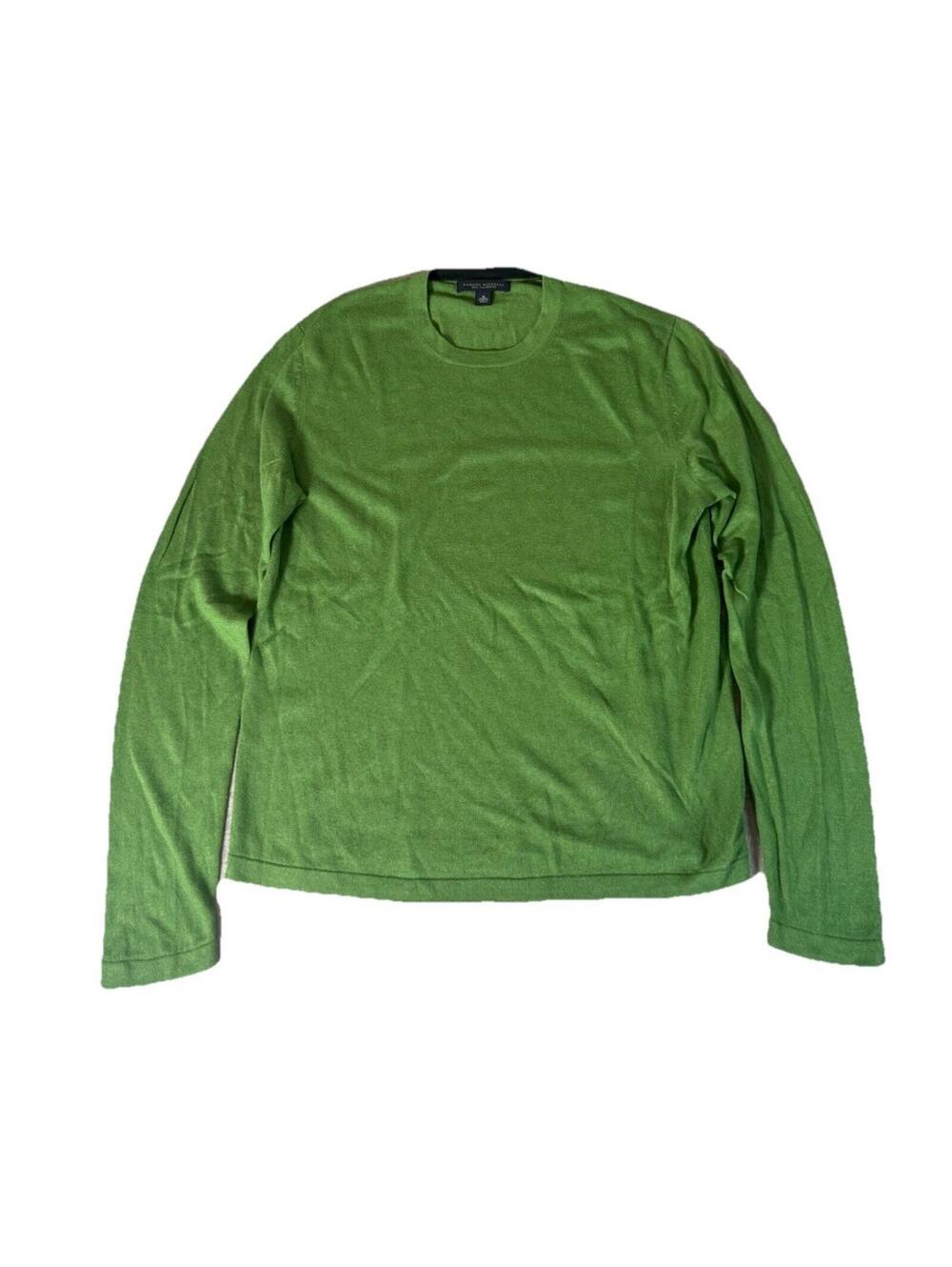 Banana Republic Sweater Mens Medium Green Crew Neck Silk Cashmere Pullover Knit